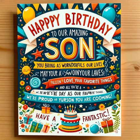 🌟🎂 To our son, who makes the world brighter just by being in it—Happy Birthday! Today, we celebrate the joy and adventure you bring into our lives. May your year ahead be filled with the happiness you give us every day. Keep reaching for the stars! #HappyBirthdaySon #ProudParents #GrowingUpTooFast #SonBirthdayWishes #JoyfulCelebrations #BirthdayBoy #FamilyFirst #BlessedWithTheBest #AnotherYearOfWonder 🚀💙 Happy Birthday Wishes For Son, Son Happy Birthday, Best Happy Birthday Wishes, Son Birthday Quotes, Happy Birthday Today, Birthday Wishes For Son, Best Happy Birthday, Growing Up Too Fast, Happy Birthday Son