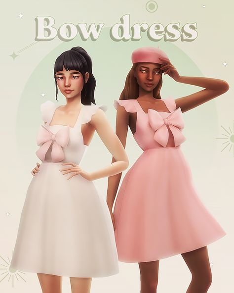 Bow dress | Miiko on Patreon Sims Accessories, Ts4 Clothes, Cc Shopping, Things Wallpaper, Sims 4 Mm Cc, Sims 4 Teen, Sims 4 Dresses, Sims 4 Mm, Sims4 Clothes