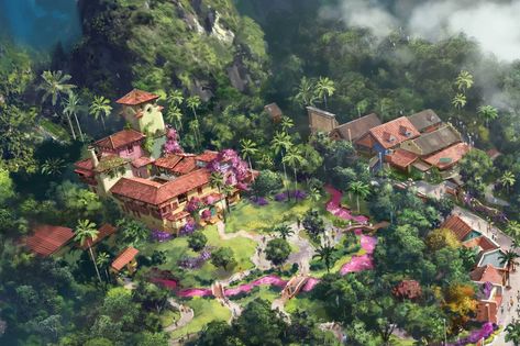 Tropical Americas Encanto land concept art at Disney's Animal Kingdom Disney Animals, Animal Kingdom, Concept Art, Disney, Animals, Art