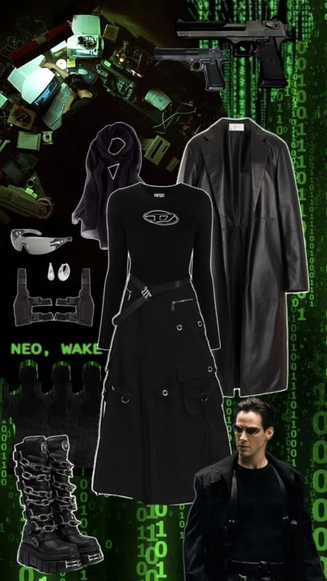 Matrix/ leo inspo outfit / leo matrix outfit hijabi / the matrix outfit hijabi The Matrix Outfit, Matrix Outfit, Matrix Fashion, Inspo Outfit, The Matrix, Summer Projects, Halloween Outfits, Matrix, All Black