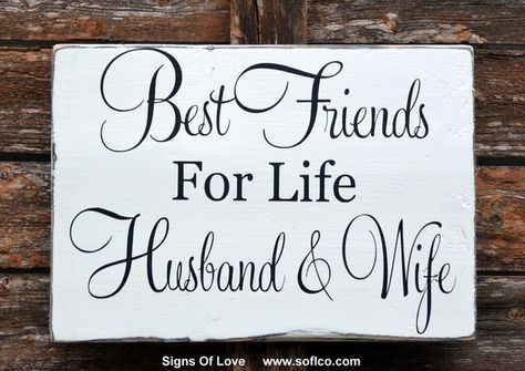 Diy Wood Gifts For Wife, Best Friends For Life Husband And Wife, Marriage Signs Wooden, Husband And Wife Signs Bedrooms, Cute Couple Signs For Bedroom, Diy Wedding Signs Wood, Bedroom Decor Master For Couples, Rustic Wooden Wedding Signs, Rustic Glam Decor