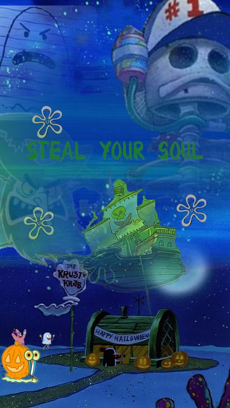 #spongebob #halloween Spongebob Halloween, Spongebob Background, Chill Wallpaper, Spongebob Drawings, October Wallpaper, Spongebob Wallpaper, Wallpaper Iphone Neon, Witchy Wallpaper, Iphone Wallpaper Images