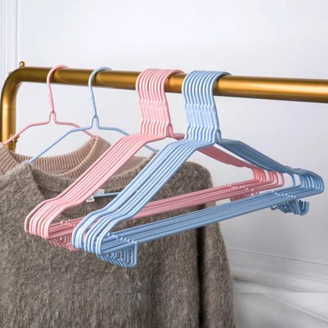 Hangers 10 Pack Non-Slip Non-Trace  Rack Space Saving Hangers For Dorm Room Closet Dorm Room Closet, Dress Storage, Plastic Clothes Hangers, Non Slip Hangers, Heavy Duty Clothes Rack, Space Saving Hangers, Organized Living, Metal Clothing, Closet Bedroom