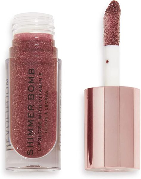 Lip Gloss Revolution, Revolution Shimmer Gloss, Revolution Lip Gloss, London Teen, Brown Lip Gloss, Dark Green Eyes, Glossy Lips Makeup, Makeup Wishlist, Lip Products