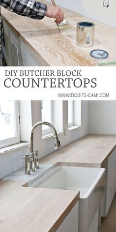 Diy Butcher Block Countertops, Diy Butcher Block, Block Countertops, Kitchen Diy Makeover, Diy Kitchen Renovation, Diy Kitchen Remodel, Kitchen Organization Diy, Kitchen Counter Top, Diy Countertops