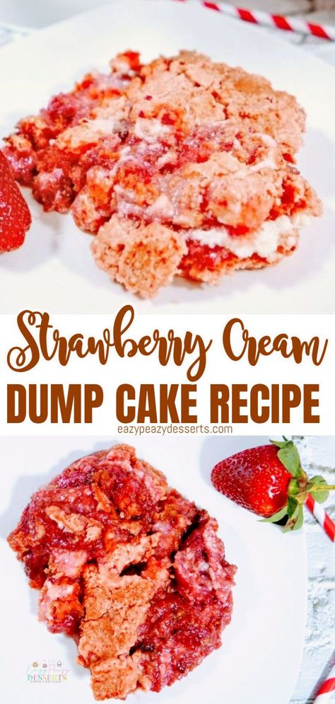 Strawberry Cake Mix Recipes, Fresh Strawberry Desserts, Strawberry Dump Cake, Easy Strawberry Desserts, Strawberry Crumble, Strawberry Cake Easy, Fresh Strawberry Recipes, Boxed Cake Mixes Recipes, Fresh Strawberry Cake