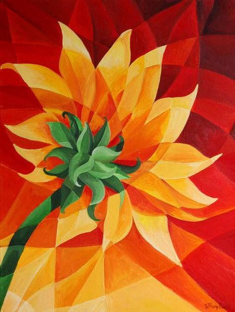 art Cubist Art Ideas, Cubism Art, Geometric Flower, Sunflower Art, Tableau Art, Orange Flower, Cubism, Teaching Art, Art Google