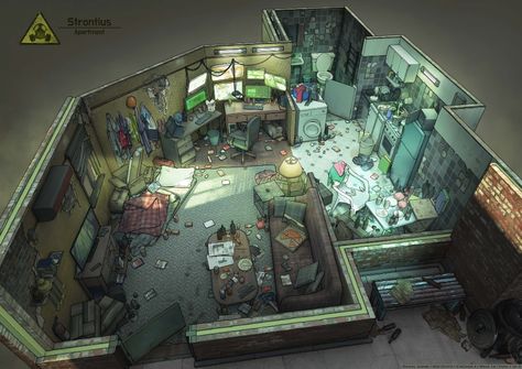 ArtStation - Villain Apartment Cyberpunk Villain, Sci Fi Apartment, Cyberpunk House, Cyberpunk Apartment, Cyberpunk Room, Feng Zhu Design, Interior Concept Art, Feng Zhu, Secret Lair