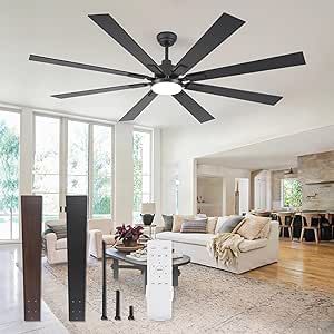 Large Ceiling Fan, Fans With Lights, Ceiling Fans With Lights, Large Ceiling Fans, Black Ceiling, Dc Motor, Ceiling Fans, Ceiling Fan, Remote Control