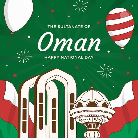 Hand drawn national day of oman backgrou... | Free Vector #Freepik #freevector #national-day #oman #independence #independance-day National Day Poster, Board Decoration Ideas, Oman National Day, Happy National Day, Sultanate Of Oman, Modern Graphic Art, Board Decoration, Poster Drawing, Cards Design