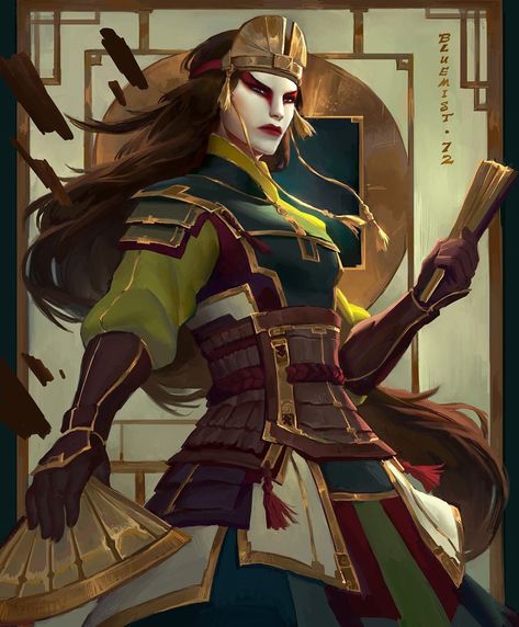 Oviya Vendan on Instagram: ““Only justice will bring peace.” [Avatar Kyoshi redesign complete~ I’ve always loved her powerful demeanour and clothing style..]…” Avatar Kyoshi Art, Avatar Kyoshi Fanart, Kyoshi Fanart, Kyoshi Avatar, Kyoshi Warrior, Avatar Kyoshi, Avatar: The Last Airbender, Avatar Series, Korra Avatar