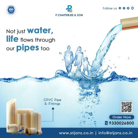 Plumbing Creative Ads, Water Purifier Ads, Water Geyser, Business Case Template, Water Pipe Fittings, Water Pipeline, Bathroom Sanitary, Cpvc Pipe, Flower Background Design