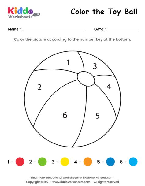 Ball Activities For Preschool, Ball Activities For Preschoolers, Ball Coloring Pages, Worksheet For Preschoolers, Probability Worksheets, Twisty Noodle, Warm And Cool Colors, Color By Numbers, Educational Worksheets