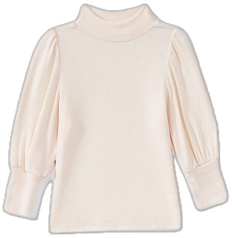 Turtleneck T Shirt, Cotton Clothes, Puff Long Sleeves, Ribbed Knit Top, Shirt Outfit, Knit Top, Ribbed Knit, Turtle Neck