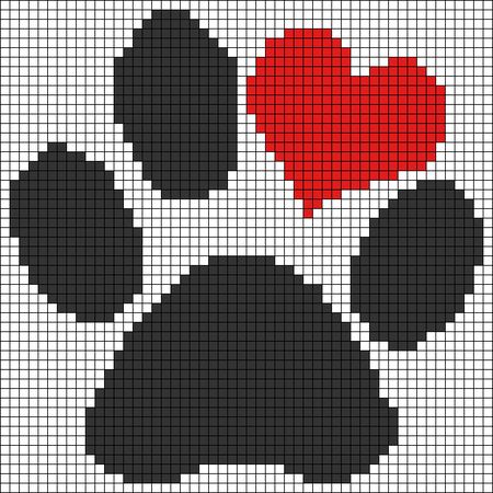 Graphghans Crochet Patterns Free, Pixel Art Pattern For Crochet, Graph Crochet, Paw Pattern, Pixel Crochet, Tapestry Crochet Patterns, Pixel Pattern, Pixel Art Pattern, Crochet Tapestry