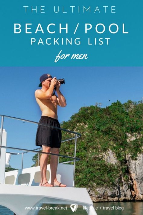 Beach Vacation Checklist and Guide for Men Weekend Beach Trip Packing List, Beach Weekend Packing List, Beach Holiday Packing List, Beach Holiday Packing, Beach Trip Packing List, Beach Checklist, Weekend Beach Trip, Beach Trip Packing, Beach Travel Essentials