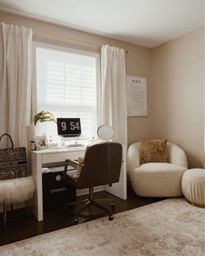 Closet Office Inspiration, Small Home Office With Mirror, Cloffice Desk, Home Office Simple, Closet Office Room, Loft Office Ideas Upstairs, Office And Closet Combo Room, Study Closet, Simple Office Design