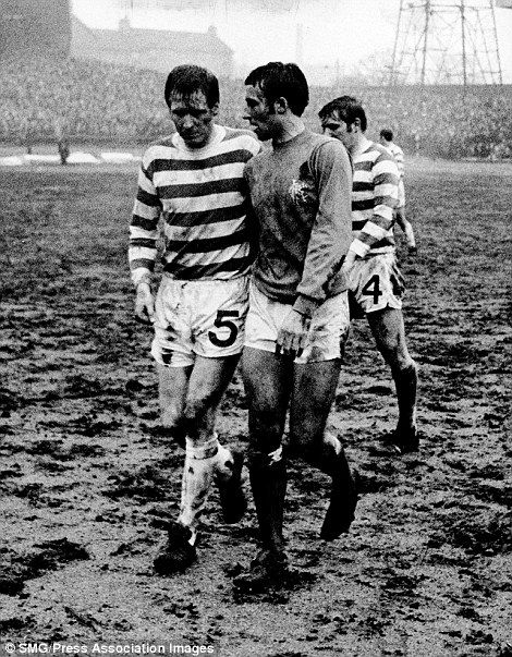 Celtic's Billy McNeill and Rangers' Ron McKinnon walk off together at the end of the 1970 Scottish Cup quarter-final Glasgow Rangers Football, Old Firm, Glasgow Rangers Fc, Rangers Football, Football Vintage, Rangers Fc, Celtic Fc, 70s Music, Football Ball