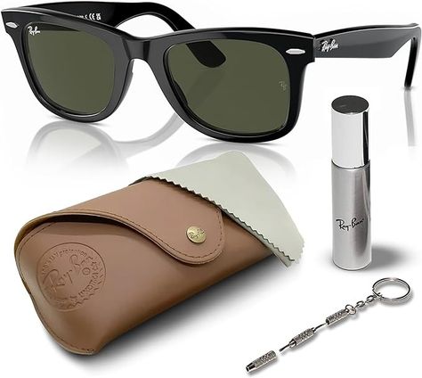 Amazon.com: Ray-Ban RB2140 Original Wayfarer Classic Square Shape Sunglasses With Eyewear Kit Bundle - High Bridge Fit - Ideal Formal and Casual Wear Square Sunglasses : Clothing, Shoes & Jewelry Iconic Sunglasses, Original Wayfarer Classic, Ray Ban Original Wayfarer, Ray Ban Eyewear, Shape Sunglasses, High Bridge, Soft Eyes, New Wayfarer, Classic Sunglasses