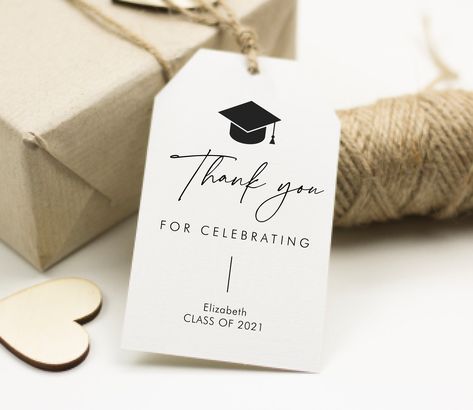 Minimalist Thank You for Celebrating Graduation Tags, Class of 2021, Graduate Hat Tag, Grad Party Favor Tags, High School College, SN090_GGT by StudioNellcoteDIY on Etsy Easy Outdoor Games, Graduation Balloon Arch, Graduation Souvenirs, Graduation Tags, Black Gold Decor, Grad Party Favors, Graduation Party Ideas, Grad Party Decorations, Graduation Favors