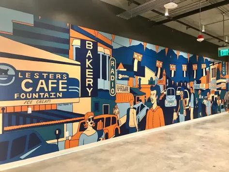 Murals | Wescover Patio Mural, Indoor Mural, Mural Cafe, Office Mural, Mural Art Design, Street Mural, Anniversary Art, Road Mountain, Custom Wall Decor