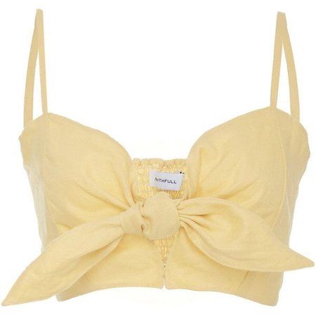 Beige Crop Top, Beige Crop Tops, Fitted Tops, Bralet Tops, Yellow Tie, Yellow Crop Top, Yellow Beige, Tie Shirt, Yellow Outfit