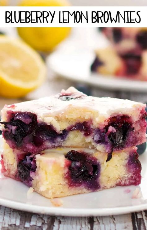 The Best Blueberry Lemon Brownies From Scratch - Sweet Pea's Kitchen Blueberry Brownies, Blueberry Desserts Recipes, Blueberry Bars, Lemon Brownies, Brownies From Scratch, Summer Cookout, Blueberry Desserts, Blueberry Recipes, Lemon Bars