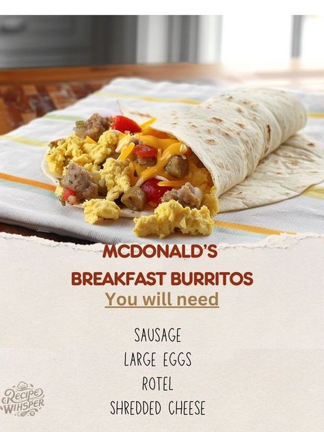 Mcdonalds Breakfast Burritos, Mcdonald's Breakfast, Mcdonalds Breakfast, Diced Tomatoes, Breakfast Options, Breakfast Burritos, Sausage Breakfast, Green Chilies, Diced Tomato