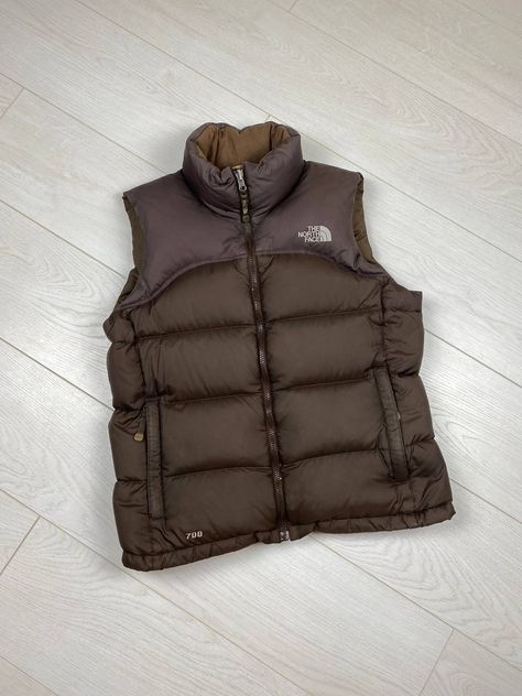 Vintage The North Face Brown Puffer Vest 700 down Vintage Hype | Grailed Brown Northface, Brown Puffer Vest, Northface Puffer, Brown Puffer, Sleeveless Puffer, Birthday Wishlist, Puffer Vest, Nursing School, Outerwear Women