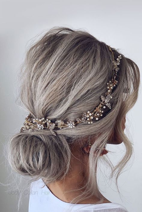 Deb Hair, Cute Updo Hairstyles, Cute Hairstyles Updos, Hair Education, Prom Hair Medium, Low Updo, Bridal Bun, Grey Hair Inspiration, Mother Of The Bride Hair