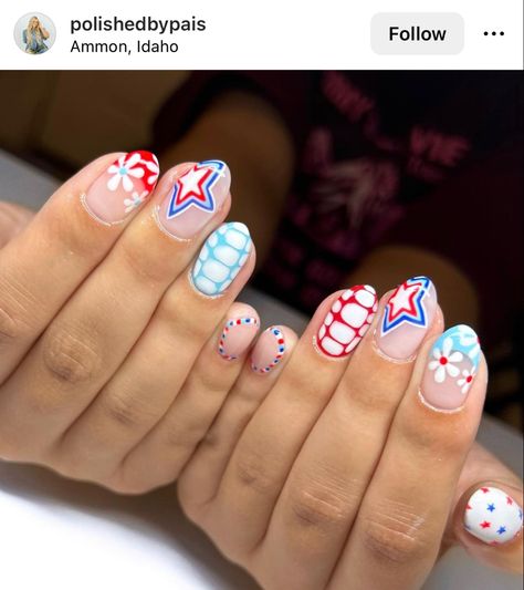 4th Of July Nail Designs, July Nail Designs, Disneyland Nails, 4th Of July Nail, Fourth Of July Nails, Hello Nails, Cute Spring Nails, 4th Of July Nails, Classy Acrylic Nails