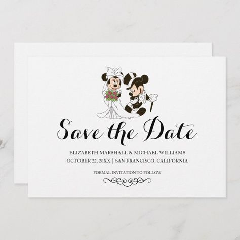 Mickey Save The Date Disney, Minnie Mouse Wedding, Disney Wedding Invitations, Disney Inspired Wedding, Disney Wedding Theme, Mickey Y Minnie, Save The Date Magnets, Save The Date Postcards, Save The Date Card