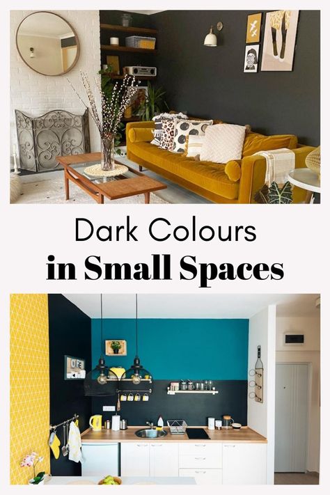 Small Room Paint, Bold Living Room, Small Game Rooms, Bold Paint Colors, Living Room Wall Color, Dark Paint Colors, Narrow Rooms, Small Lounge, Condo Living Room