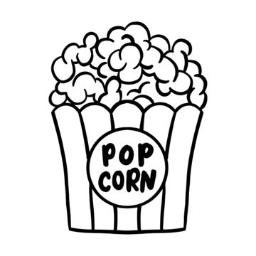 Popcorn Coloring Page Free Printable, Popcorn Illustration Drawing, Popcorn Bucket Drawing, Popcorn Coloring Page, Popcorn Drawing Simple, Popcorn Sketch, Easy Food Drawings, Corn Sketch, Popcorn Images