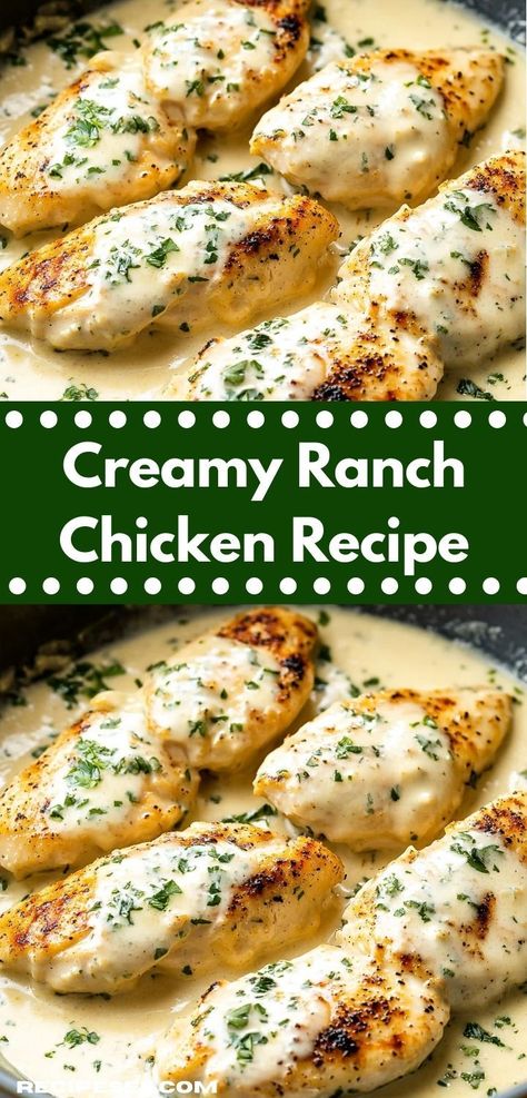 Need a simple recipe for a delightful dinner? Discover this Creamy Ranch Chicken Recipe, perfect for busy nights. With its creamy texture and zesty ranch flavor, it’s sure to please even the pickiest eaters. Creamy Ranch Chicken Recipe, Ranch Chicken Recipe, Creamy Ranch Chicken, Ranch Sauce, Ranch Chicken Recipes, Creamy Ranch, Chicken Breast Seasoning, Chicken Tender Recipes, Savory Chicken