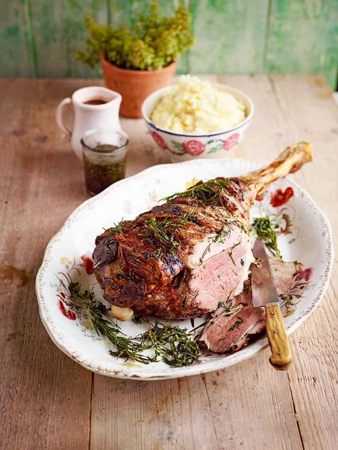 Leg of lamb with amazing gravy | Lamb recipes | Jamie Oliver Jamie Oliver Gravy, Roast Leg Of Lamb, Roast Gravy, Easy Roast, Roast Lamb Leg, Perfect Roast, Roasting Times, Roast Lamb, Lamb Leg