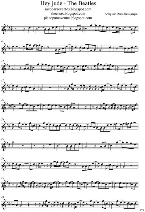 Hey Jude - The Beatles score and track (Sheet music free and playalong) | Free sheet music for sax Alto Sax Sheet Music, Tenor Saxophone Sheet Music, Recorder Sheet Music, Free Violin Sheet Music, Alto Saxophone Sheet Music, Piano Music Easy, Trumpet Sheet Music, Trumpet Music, Clarinet Music