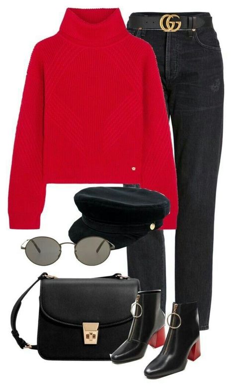 Outfit Chic, Legging Outfits, Pinterest Outfits, Red Sweater, Party Outfits, Looks Chic, Mode Inspiration, Winter Fashion Outfits, Polyvore Outfits