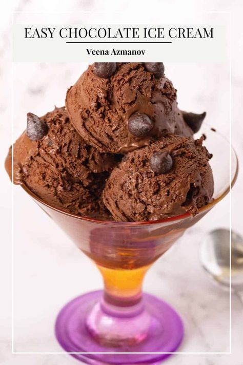 Rich, creamy and decadent this no-churn Chocolate flavored ice cream uses only three ingredients and takes only 5 minutes to make. Perfect for summer cones. Cashew Ice Cream, Homemade Chocolate Ice Cream, Dark Chocolate Ice Cream, Ice Cream Recipes Machine, Homemade Hot Chocolate Mix, Chocolate Ice Cream Recipe, Mango Ice Cream, Baking Decorating, Homemade Ice Cream Recipes