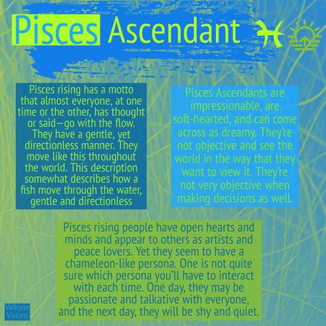 Ascendant In Pisces, Pisces Rising Sign, Pisces Ascendant, Rising Aries, Pisces Rising, Pisces Sun, Ascendant Sign, Pisces Personality, Capricorn Leo