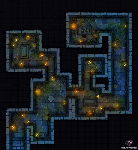 Great for roll20! Visit https://patreon.com/dicegrimorium for more. #dnd #map #dungeonsanddragons #battlemap #fantasy #dungeon #tomb #dungeoncrawl #underground #ruins #burial #warrior #5e #5eart #5emap #environment #adventure #magic #outdoors #wilderness #plains #forgottenrealms #roll20 #fantasygrounds #gameart #art #tabletop #rpg #pathfinder #heroclix #encounter #grid #miniatures #cartography Underground Ruins, Dnd Dungeon, Fantasy Dungeon, Dnd World Map, Building Map, Battle Map, Ancient Tomb, Fantasy Town, Fantasy World Map