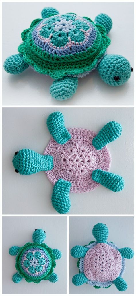 African Flower Crochet Turtle, African Flower Turtle Crochet Pattern, Beginner Arigumi Patterns Free, Crochet Tortoise Free Pattern, Free Crochet Turtle Patterns, Arigumi Crochet Amigurumi, African Flower Turtle, Turtle Crochet Pattern Free, Turtle Amigurumi Free Pattern