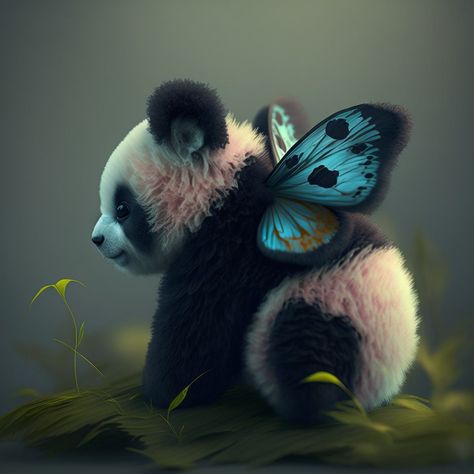 Panda And Butterfly, Panda Butterfly, Panda Bear Art, Bear Panda, Cartoon Drawings Of Animals, Panda Bears, Cute Panda Wallpaper, Panda Art, Animated Animals