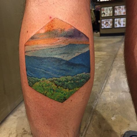 Blue Ridge Mountain Tattoo, Blue Ridge Mountains Tattoo, Appalachian Tattoo, Tattoo Sunset, Tattoo Mountain, Mountains Tattoo, Sunset Tattoos, Blue Ridge Mountain, Tattoo Simple