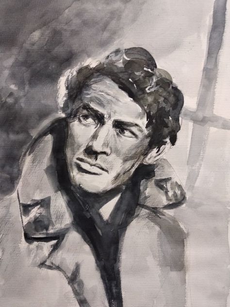 Black And White Watercolor Portrait, Mom Painting, Acid Attack, Art Mediums, Gregory Peck, White Portrait, Tower Defense, Black And White Painting, Pencil Portrait