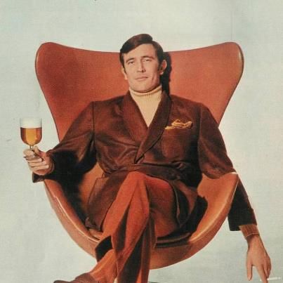 Mod George Lazenby, Man Sitting, Egg Chair, A Chair, Egg, Wine, Orange