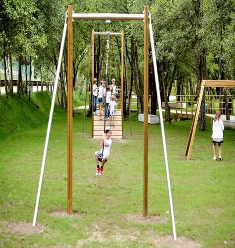 Diy Backyard Zipline, Kids Zipline, Zip Line Backyard, Rubber Playground, Kids Backyard Playground, Outdoor Play Spaces, Outdoor Fun For Kids, Diy Playground, Zip Line