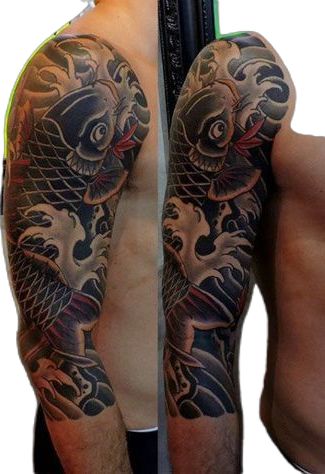 Japanese Half Sleeve, Half Sleeve Tattoos For Men, Sleeve Tattoos For Men, Half Sleeve Tattoos, Mens Half Sleeve, Water Tattoo, Half Sleeve Tattoos For Guys, Japanese Symbol, Koi Fish Tattoo