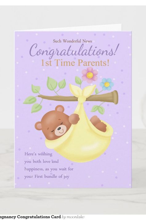 1st Time Parents Pregnancy Congratulations Card Pregnancy Congratulations Card, Bear Sleeping, Personalised Christmas Sack, Pregnancy Congratulations, Free Postcards, First Time Parents, Quotes About Motherhood, Love And Happiness, Congratulations Card