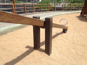 Wooden Teeter Totter in a Playground on a Galapagos Island. Diy Seesaw, Outdoor Forts, Church Playground, Swing Set Diy, Outdoor Fun For Kids, Hanging Gardens, Teeter Totter, Diy Playground, Wooden Swing